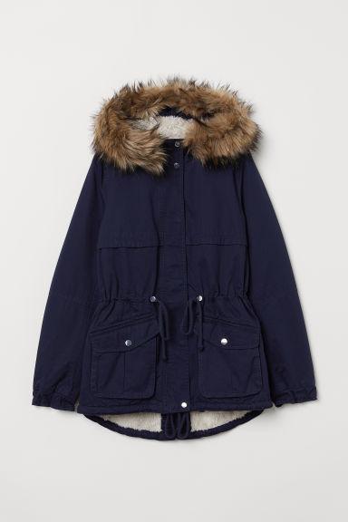 Parka Mit Teddyfutter Blue Damen From H M On 21 Buttons