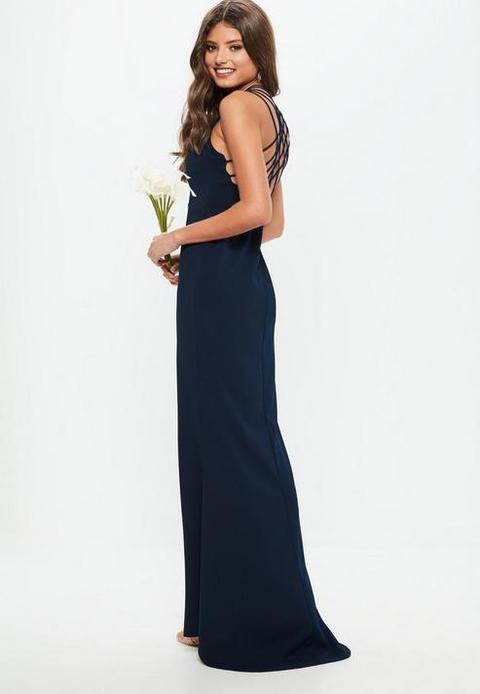 Missguided navy cheap fishtail dress