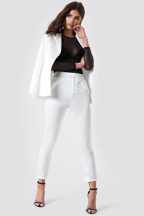 Satin Suit Pants White