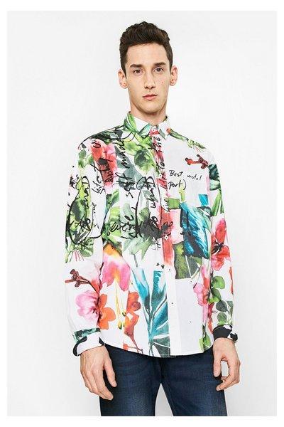 Camisa Blanca Con Flores De Colores