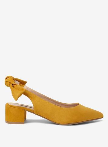 Womens Mustard Microfibre Gossip Court Shoes- Yellow, Yellow