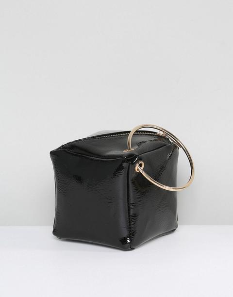 Asos Patent Cube Grab Handle Clutch Bag