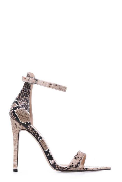 snake print barely there heels