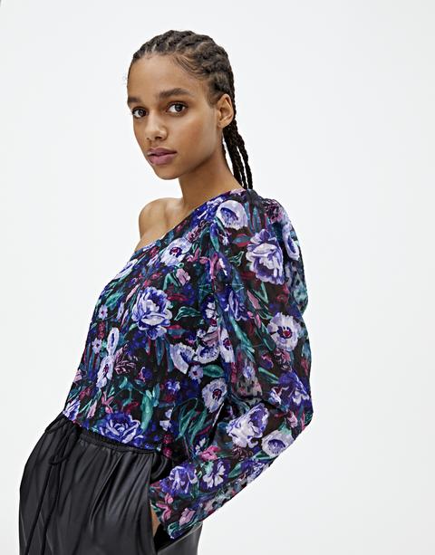 Camisa Asimétrica Plumeti Estampado