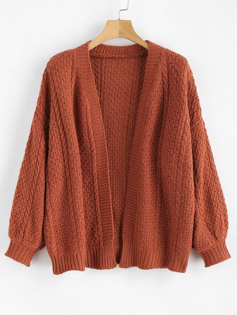 Cardigan Pesante Con Maniche A Lanterna Warm White Bright Yellow Black Chestnut Red Tan