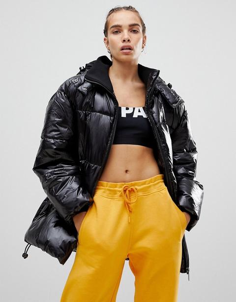 Abrigo Acolchado De Vinilo En Negro De Ivy Park