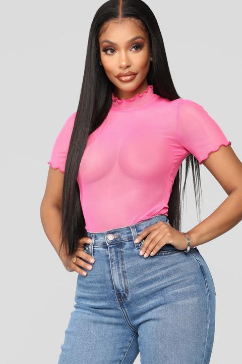 On My Time Mesh Top - Neonfuchsia