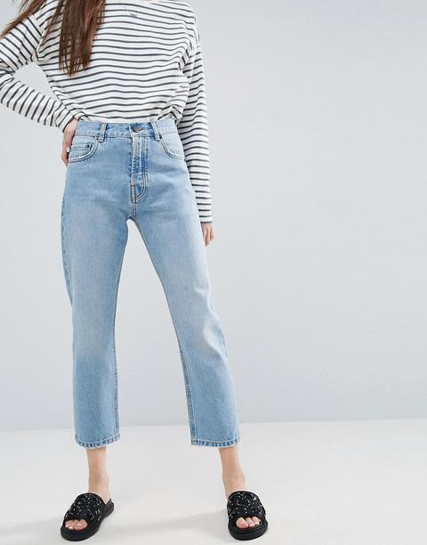 Asos Design Florence Authentic Straight Leg Jeans In Cambridge Light Mid Wash Blue