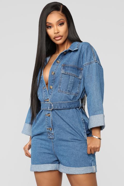 fashion nova denim romper