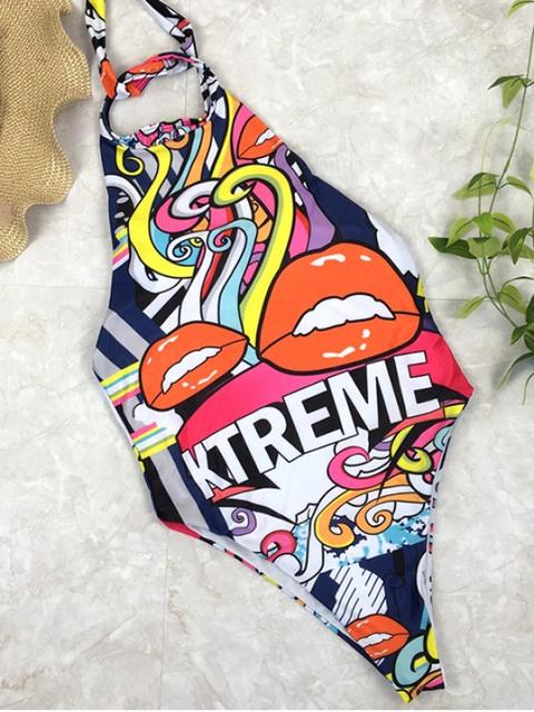 Anime Print High Neck Swimsuit