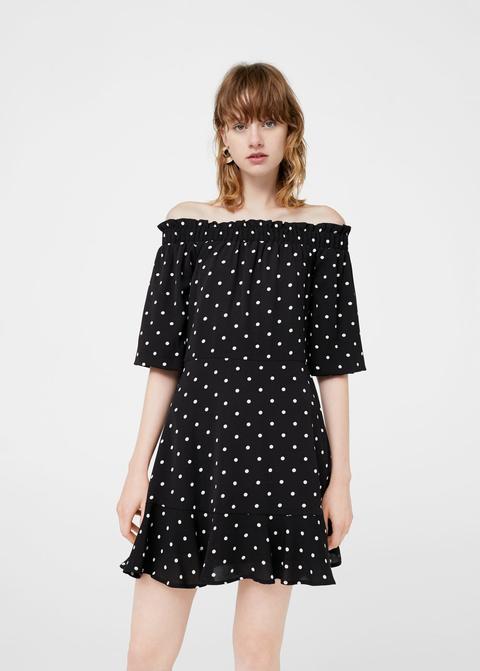 Abito Off-shoulder A Pois