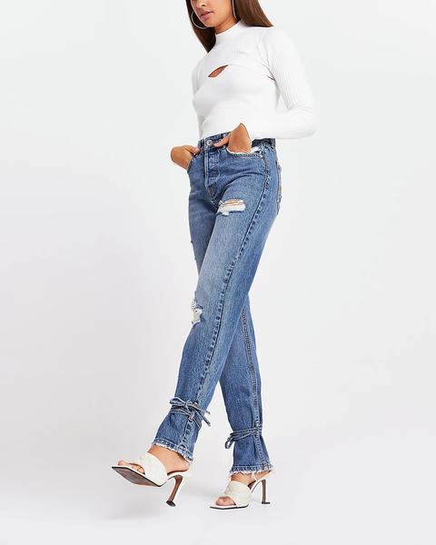 Blue Ripped High Waisted Slim Fit Jean