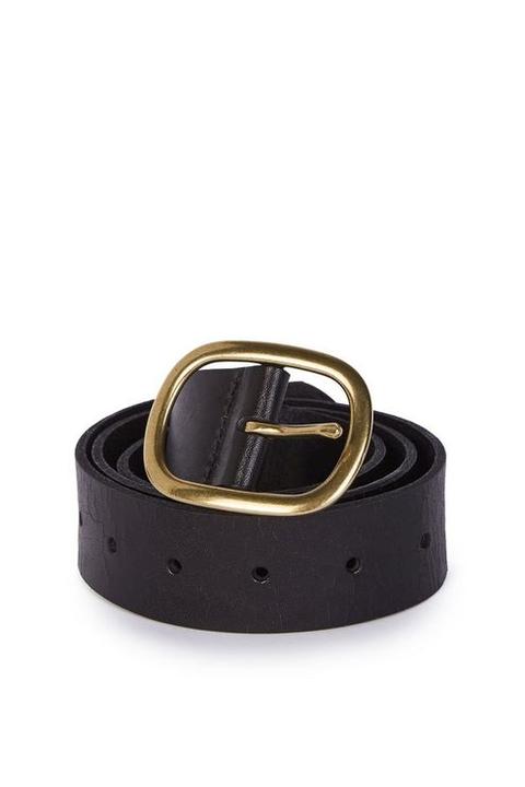 Womens Oval Leather Jeans Belt - Black, Black