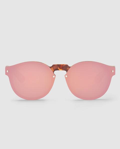 Mr. Boho - Gafas De Sol Screen Con La Lente Rosa Sobre La Montura Havana
