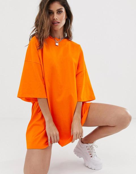 Asos Design - Vestito T-shirt Oversize - Arancione