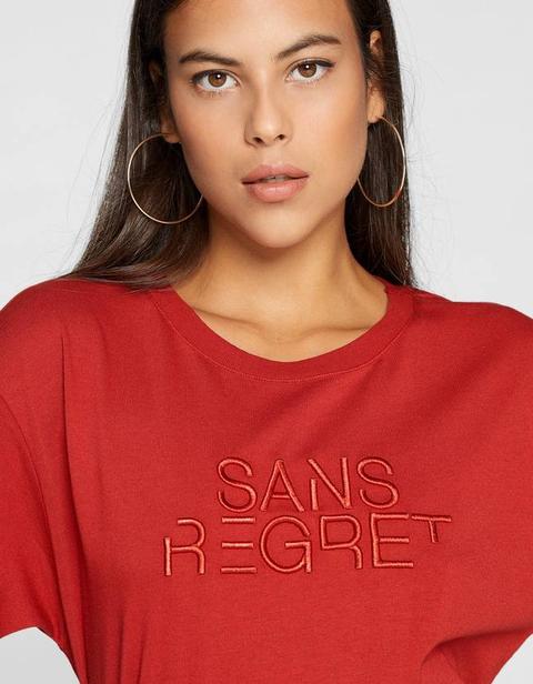 Embroidered T-shirt In Dark Red