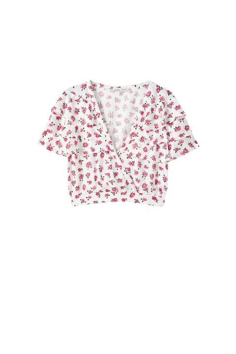 Blusa Blanca Flores Volantes
