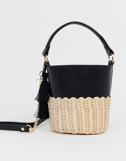 Bolso Estilo Cesta Con Borlas Aceille De Aldo-dorado