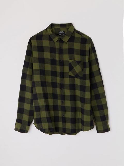 Camicia A Quadri Var Verde Militare