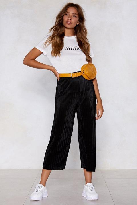 Womens Plissé High Waisted Culottes