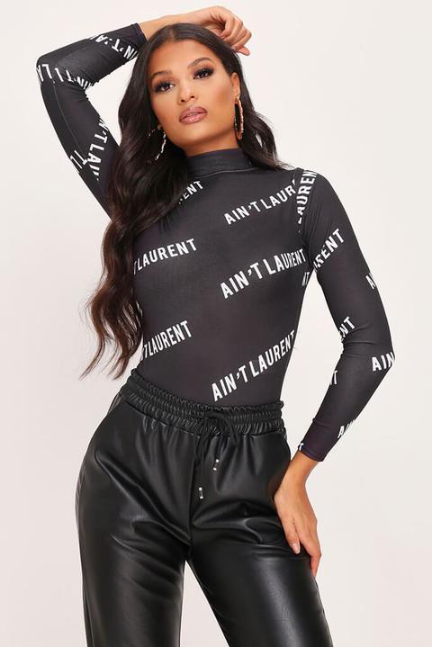 Black Aint Laurent High Neck Bodysuit
