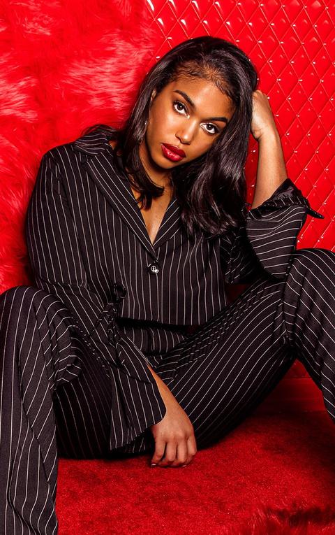 Black Pinstripe Cropped Blazer