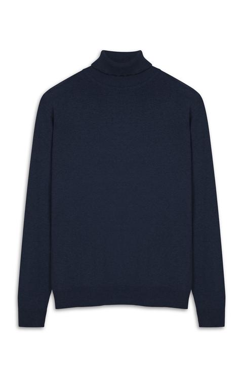 Navy Roll Neck Jumper