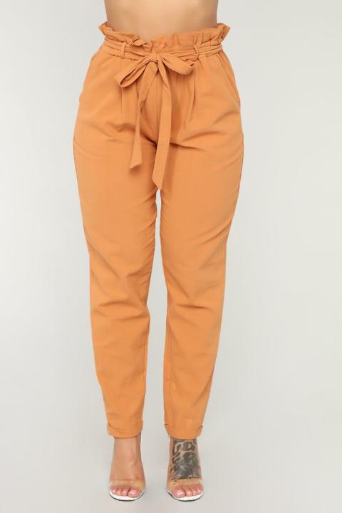 Sabrina Tie Waist Pants - Camel