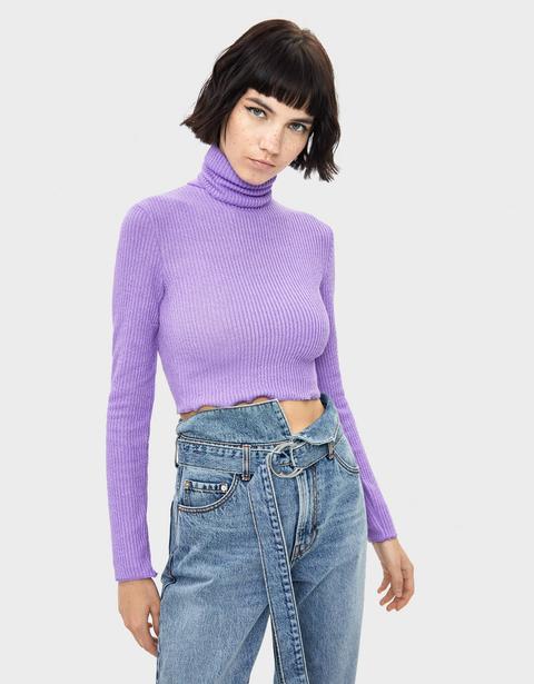 Jersey Cropped Con Cuello Vuelto