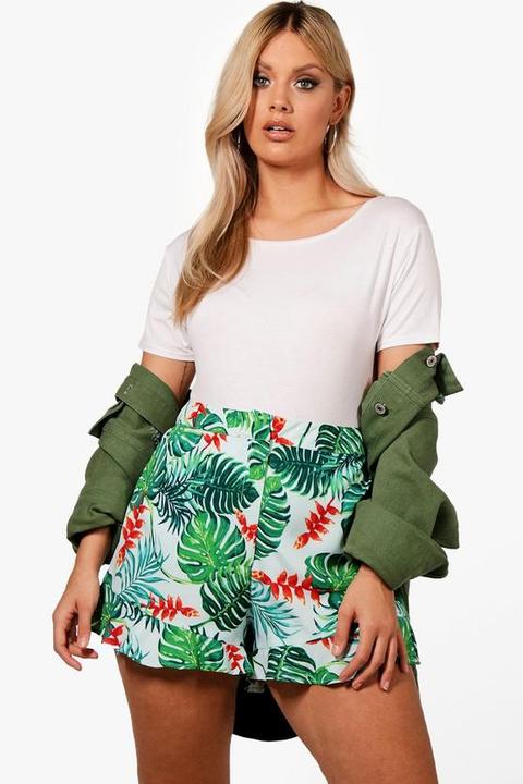 Plus Palm Print Shorts