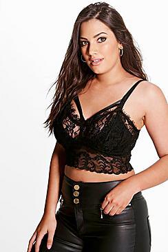 Plus Top Brassière In Pizzo Con Spalline