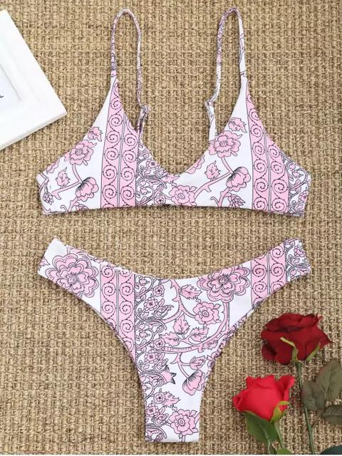 Cami Printed Thong Bikini