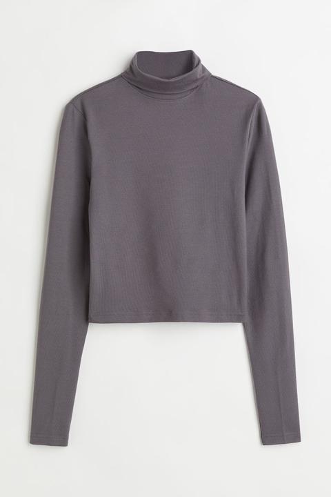 Camiseta De Cuello Alto - Gris