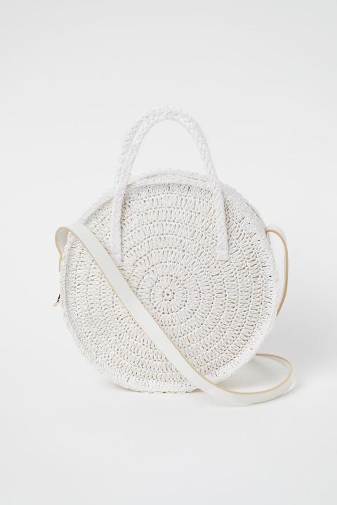 Bolso De Paja Redondo - Blanco