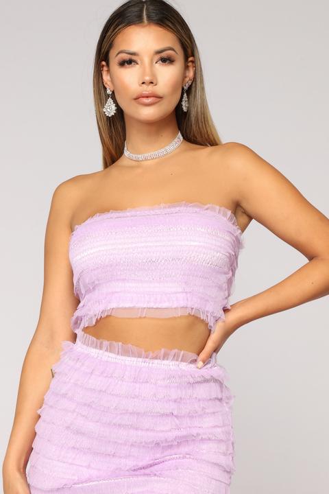 Get Ruffled Up Tube Top - Lavender