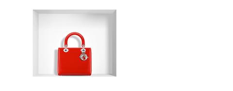 Bolso "lady Dior" De Charol De Becerro Rojo Perlado