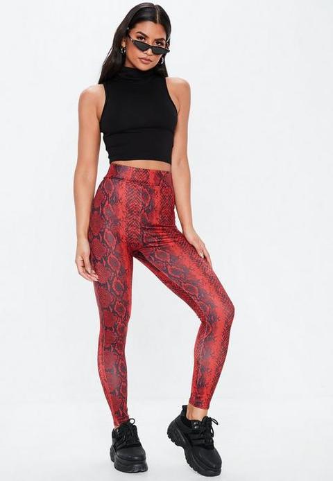 Red Snakeskin Pattern Leggings - Free Shipping - Projects817 - Projects817  LLC