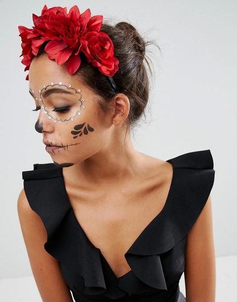 Asos - Midnight - Fascia Per Capelli A Ghirlanda Di Fiori Per Halloween - Rosso