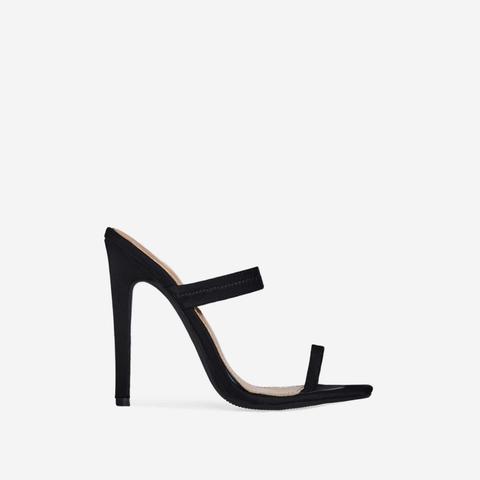 Jackson Toe Strap Mule In Black Lycra, Black