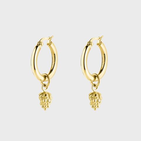 Essentielle Grape Charm Hoop Earrings, Gold Colour