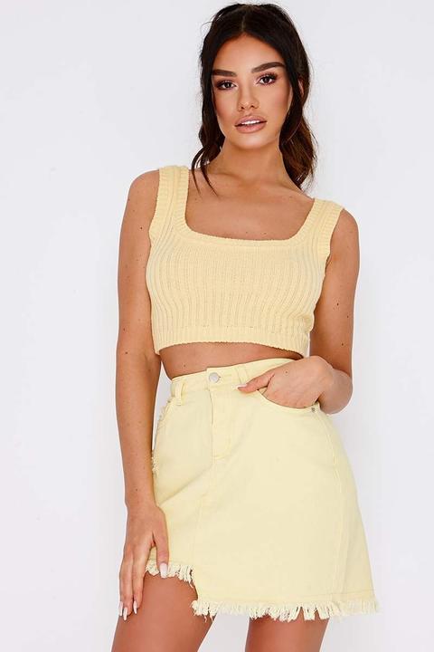 Yellow Skirts - Sarah Ashcroft Lemon Asymmetric Hem Denim Skirt