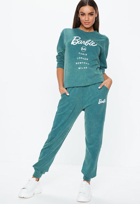 Barbie X Missguided Teal Co Ord Acid Wash Joggers, Teal