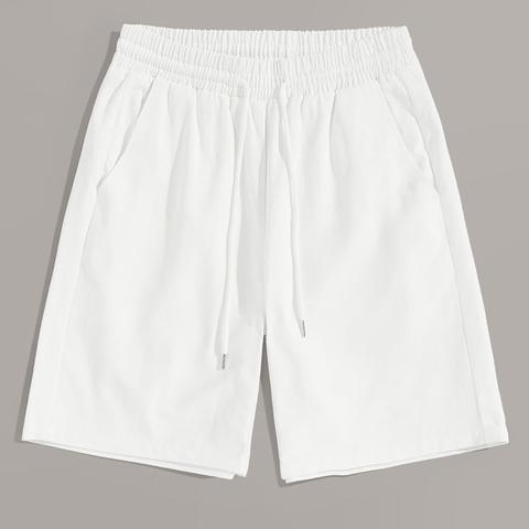 Shorts Sólidos De Hombres De Cintura Con Cordón