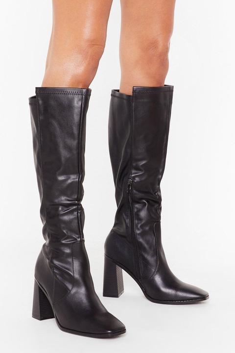 Womens As If We Flare Faux Leather Knee