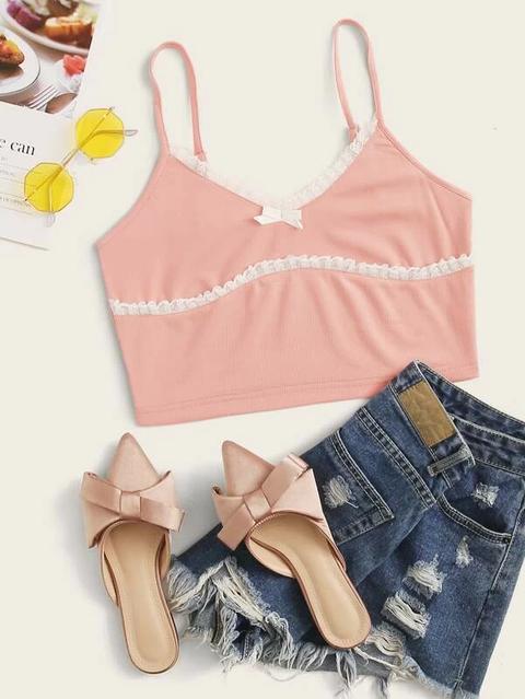 Lace Trim Crop Cami