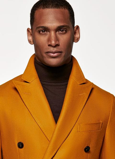 Yellow Herringbone Overcoat