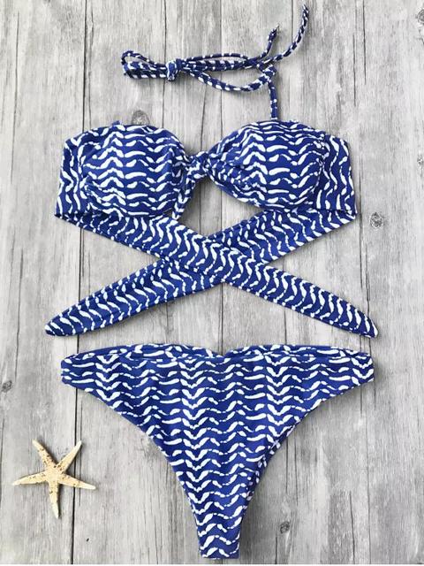 Top De Bikini Anudado A Rayas Y Bikini