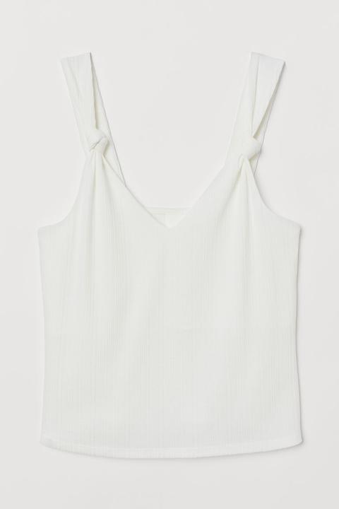 H & M - Top Con Nodi Decorativi - Bianco