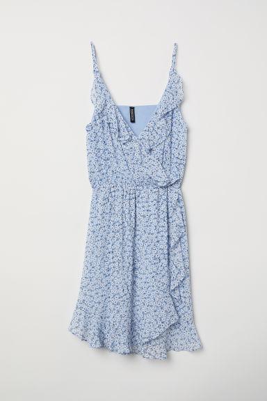 H & M - Vestido Corta Con Volantes - Azul