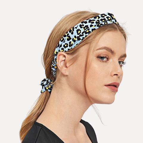 Diadema Con Estampado De Leopardo Con Goma De Pelo